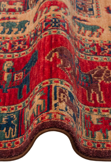 Cool Rug Mardin Red New Zealand Wool Ethnic Distressed Traditional Pattern Vintage Classic Misafir Living Room Rug