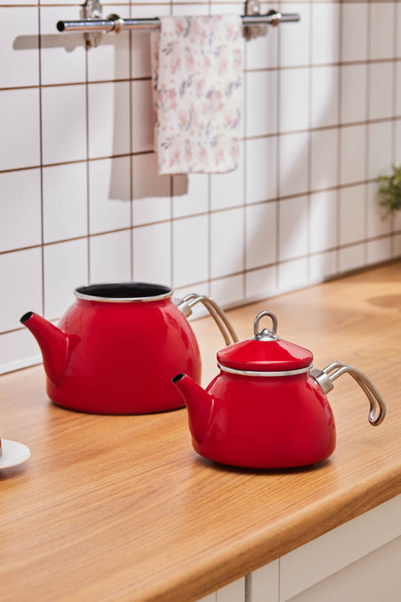 Karaca Loreto Enamel Midi Teapot Set, Red - MALLTURK