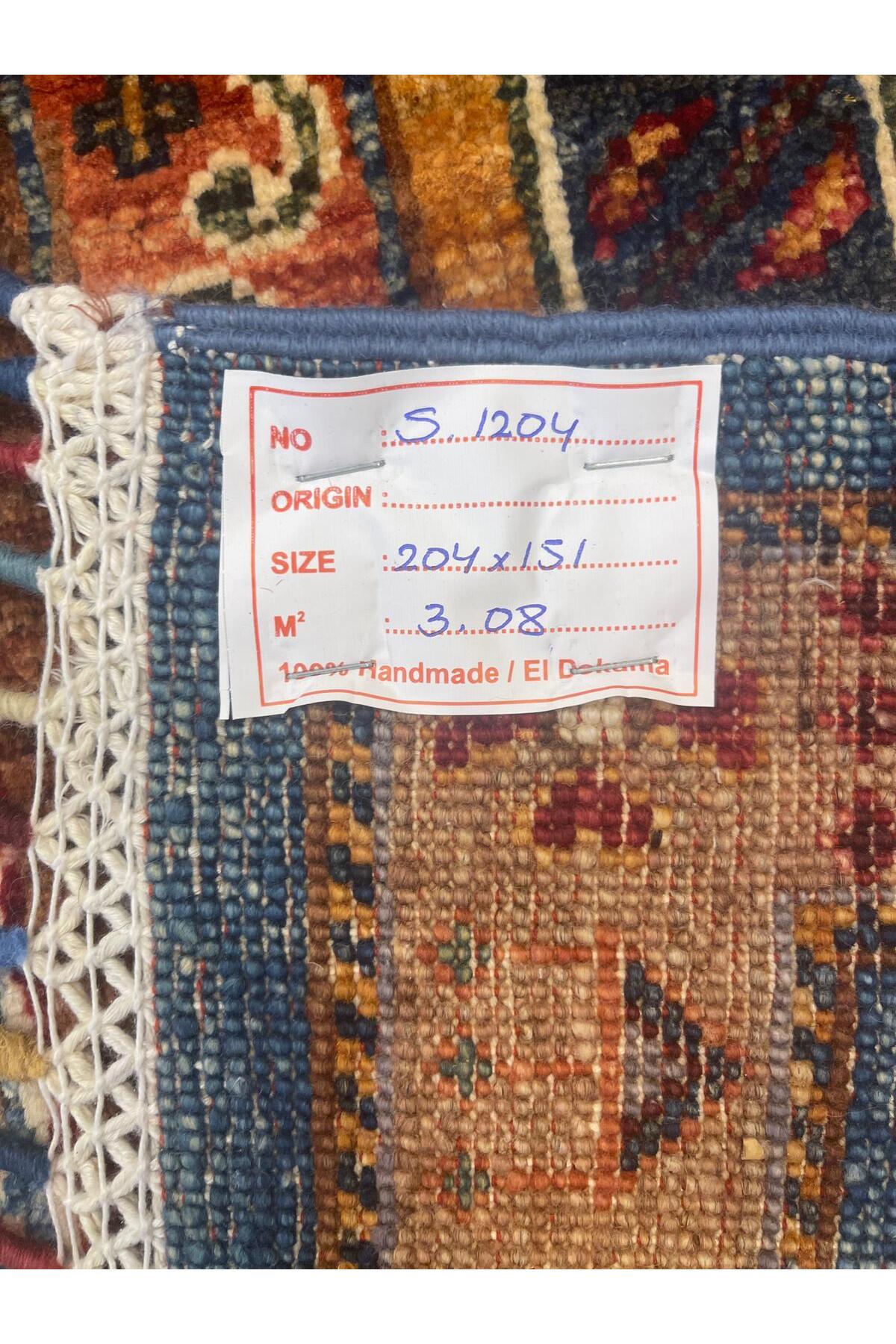 RD RAMAZAN DAG Hand Rug Art Hand-Woven Afghan Sirvan Sal Pattern Design 204x1.51