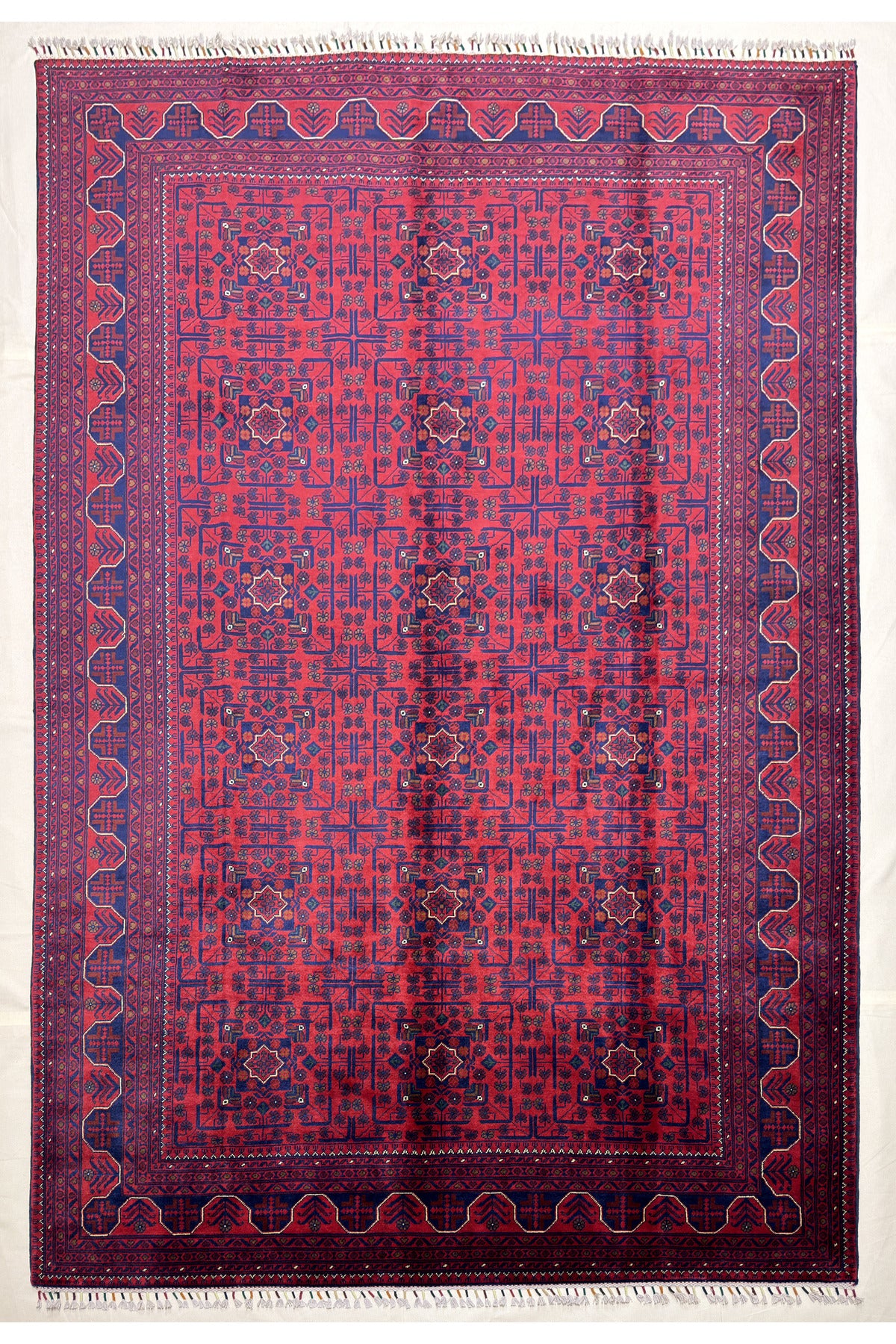 Afghan Rug Hand-Woven 6 Meter Bilecik Design 100% Wool Natural Dye Handicraft ile Harika Yildiz Pattern