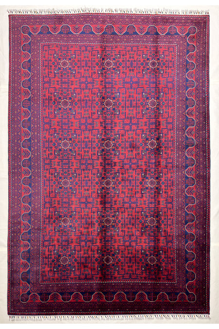 Afghan Rug Hand-Woven 6 Meter Bilecik Design 100% Wool Natural Dye Handicraft ile Harika Yildiz Pattern