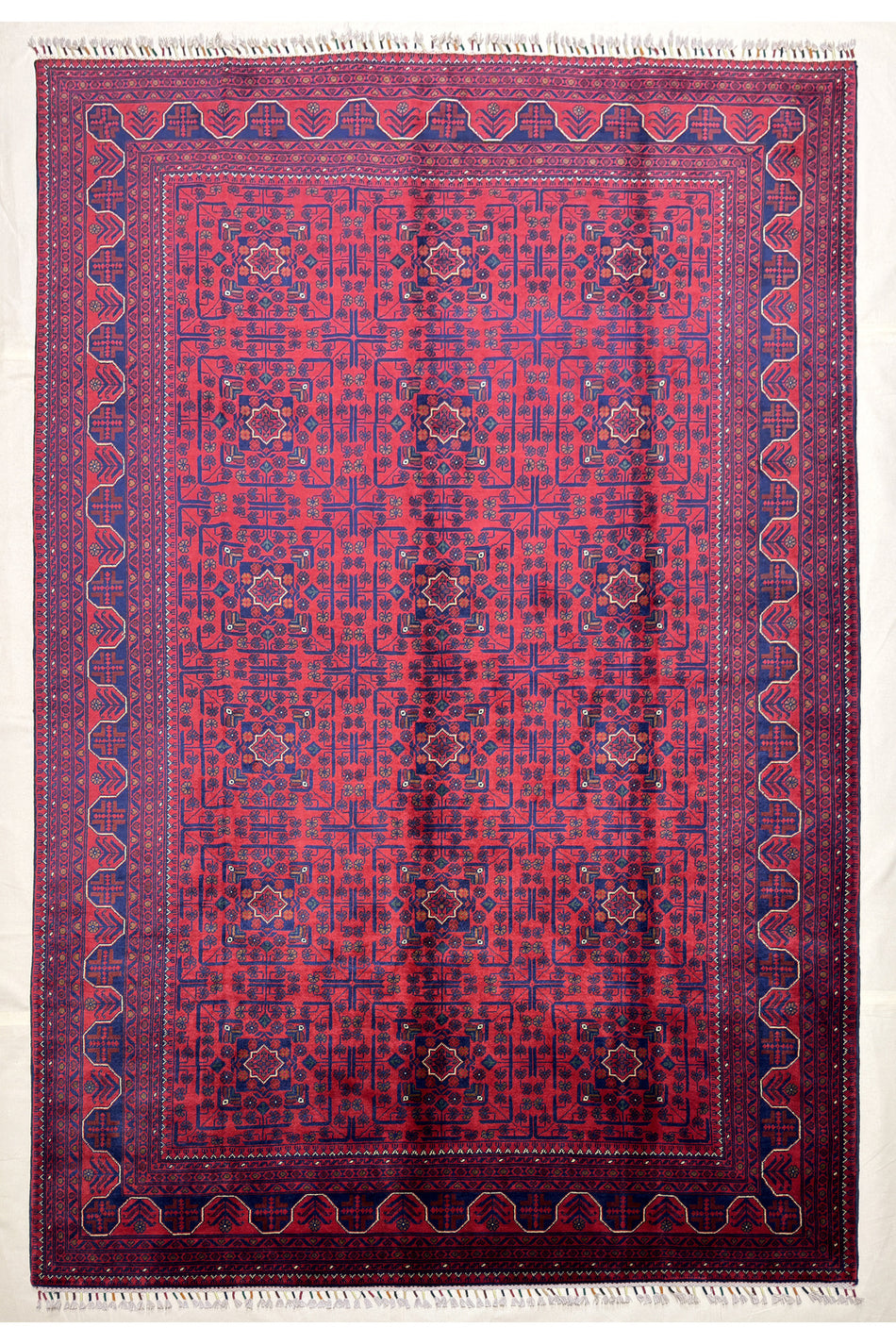 Afghan Rug Hand-Woven 6 Meter Bilecik Design 100% Wool Natural Dye Handicraft ile Harika Yildiz Pattern