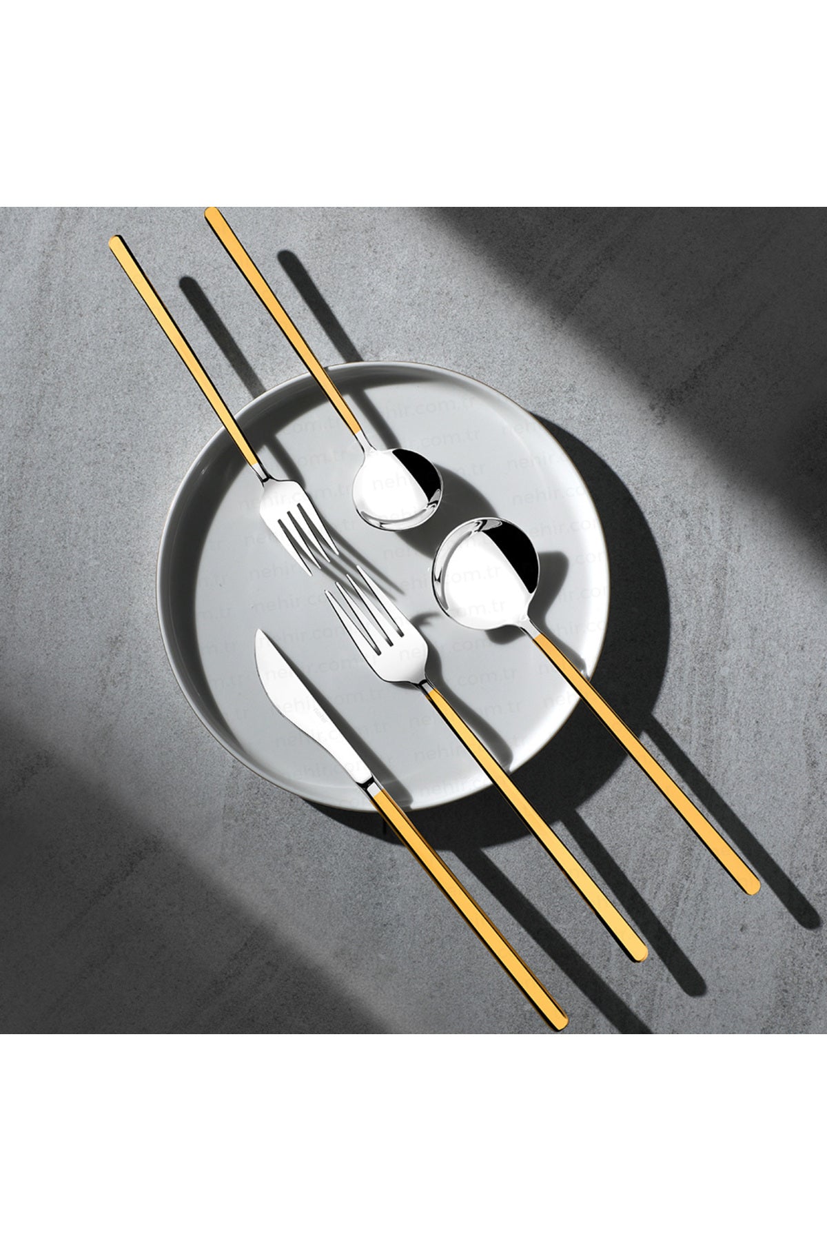 Nehir sofia altin Plain 6 Place Setting 36 Piece Boxed Flatware Set - MALLTURK