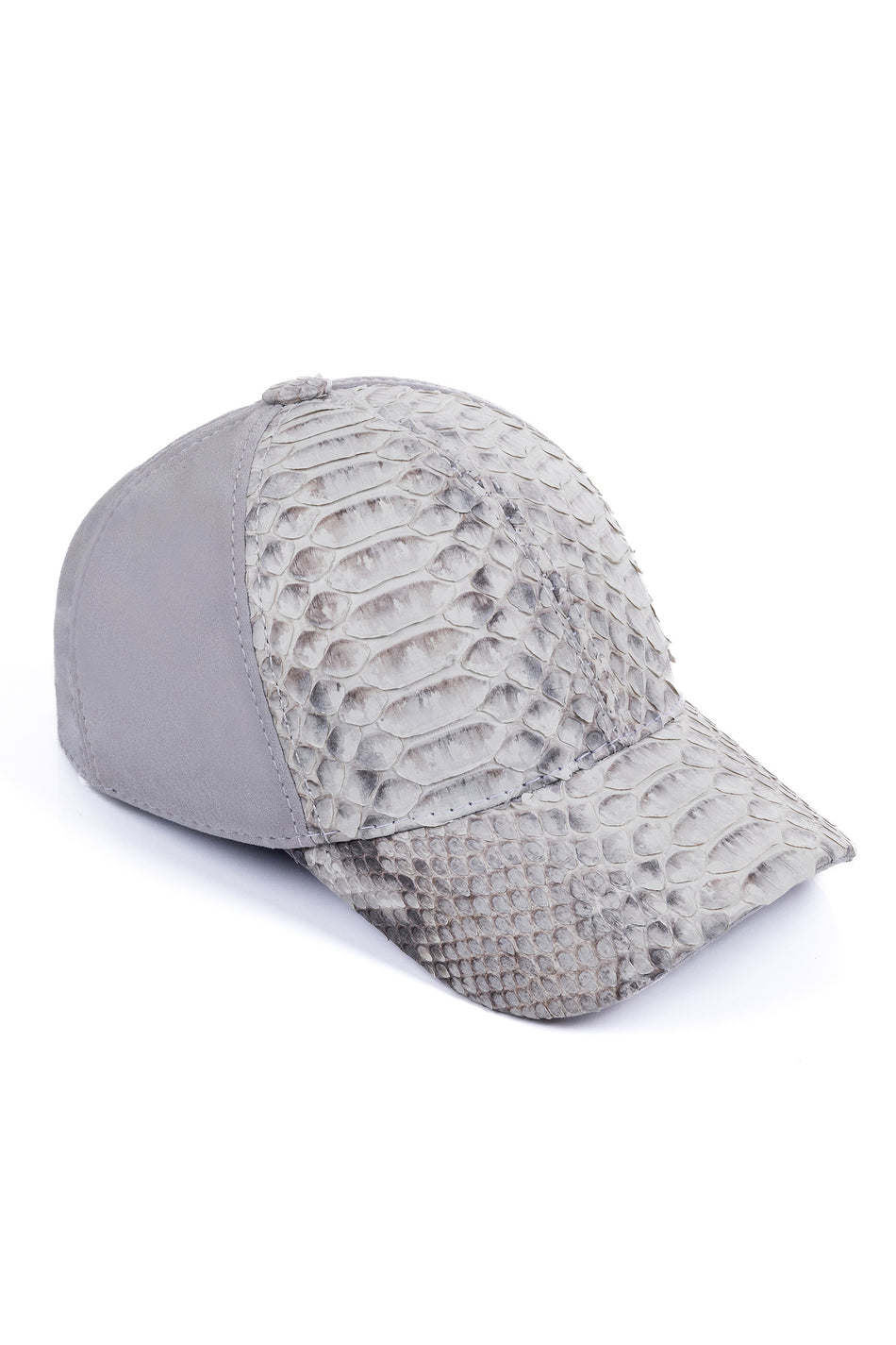 Fubileather Genuine Snake Skin Suede Detail Baseball Cap Pink