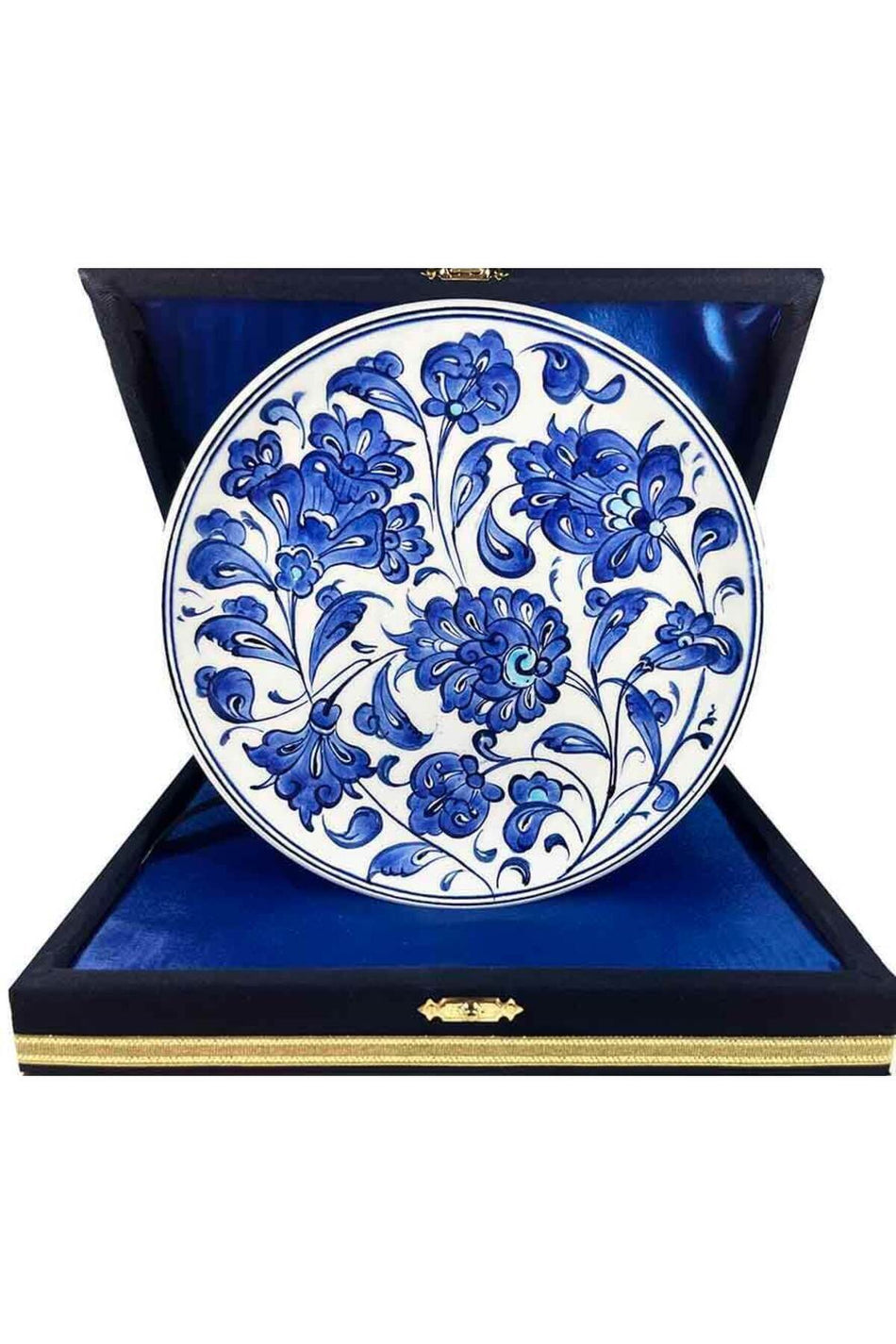 Cini Evi Iznik Tile Plate Kobalt Blue Flower Patterned 18 cm - MALLTURK