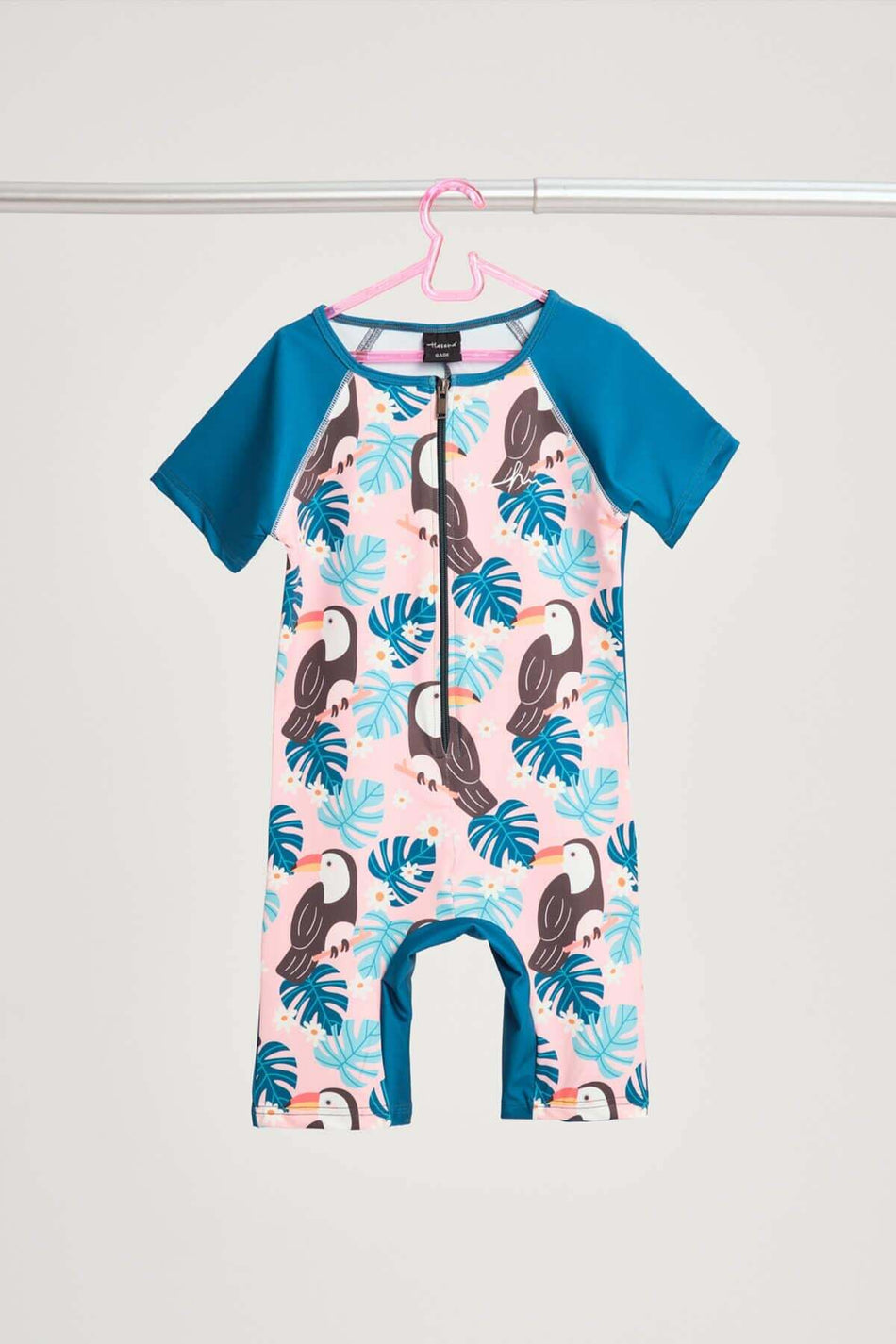 Hasema Short Sleeve Zippered Green Girls' Swimsuit 3090
