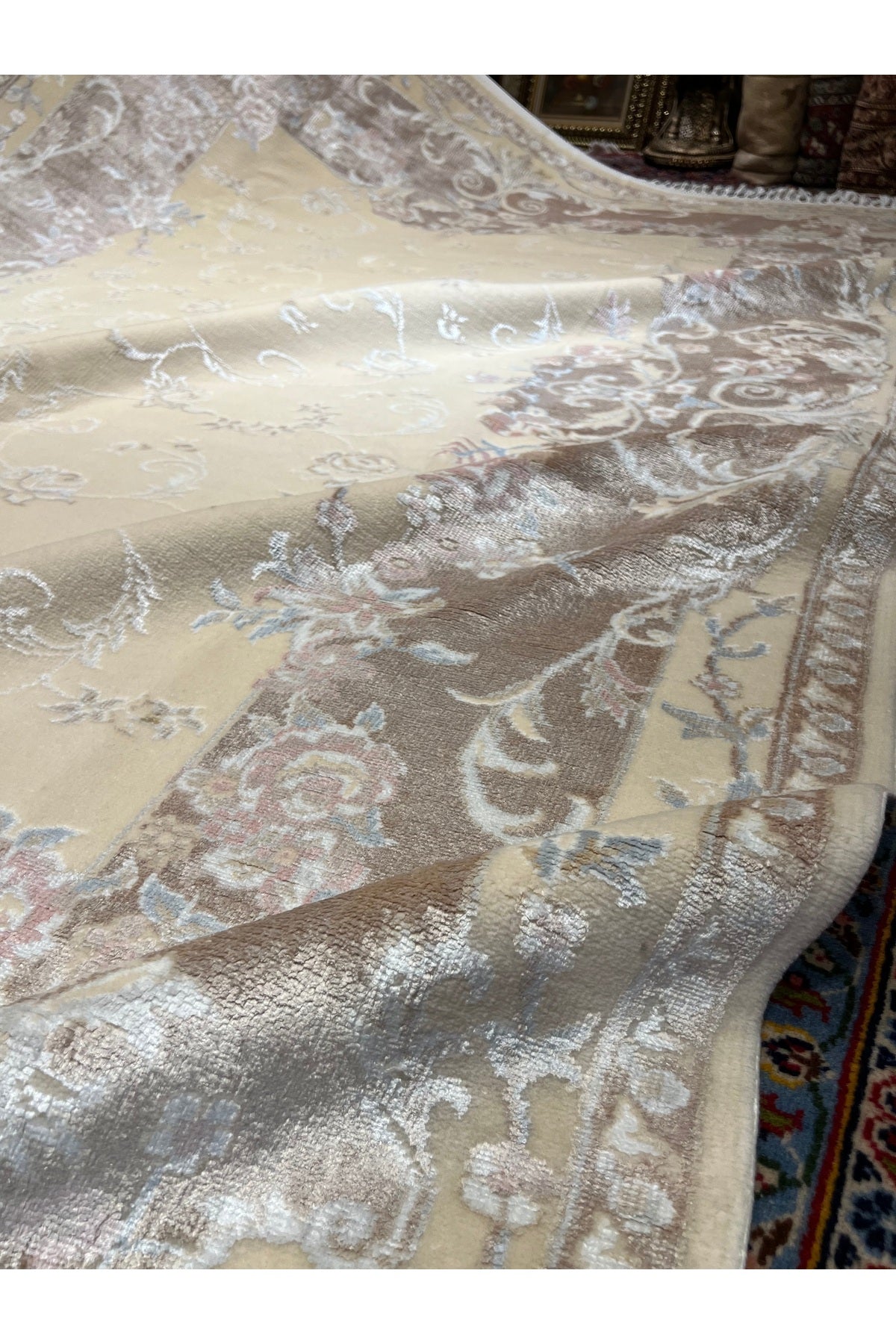 RD RAMAZAN DAG Hand Rug Art Hand-Woven Silk Blend Usak Rug Special Weave Size 300x200 - MALLTURK