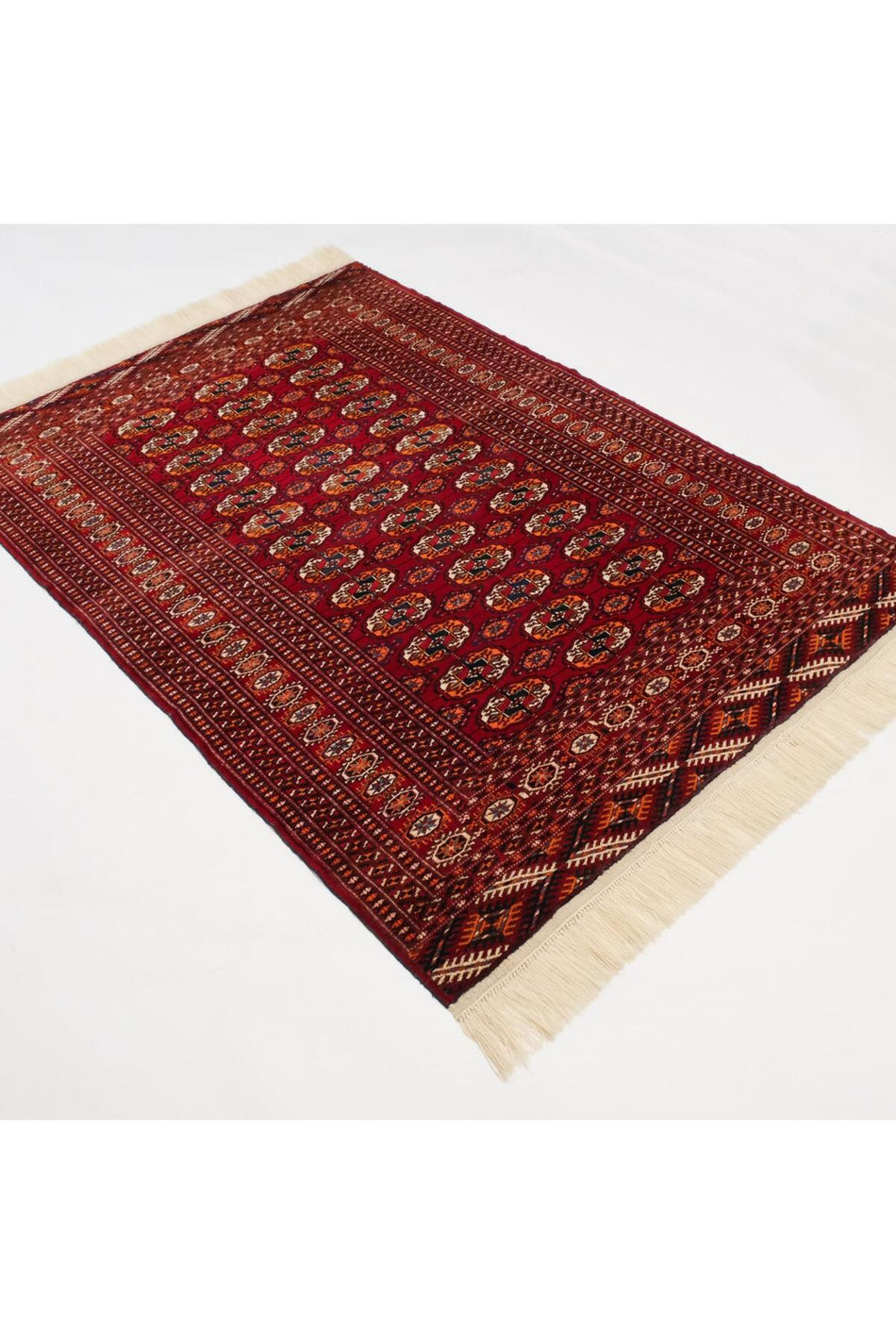 Halicızade Handwoven Turkmen Patterned Burgundy Wool Rug - MALLTURK