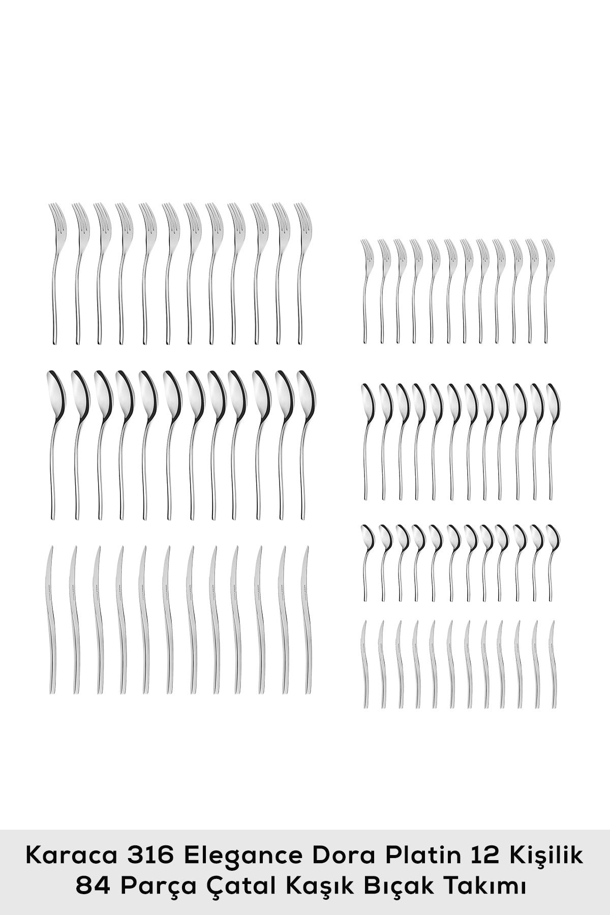 Karaca dora 316 Steel 84 Piece 12 Place Setting premium Flatware Set Boxed - MALLTURK