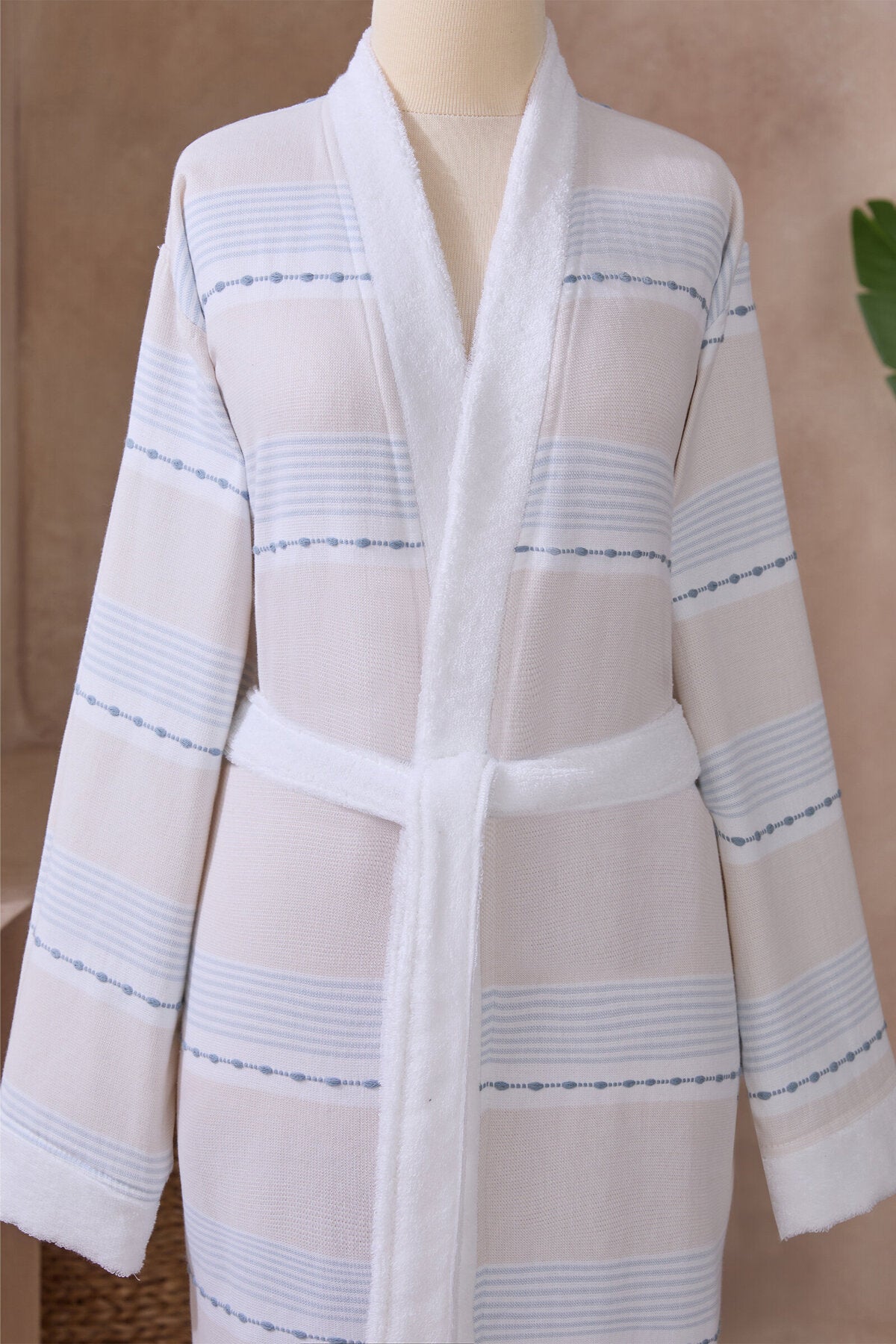 Ozdilek Textura Peshtemal Kimono Bathrobe - MALLTURK