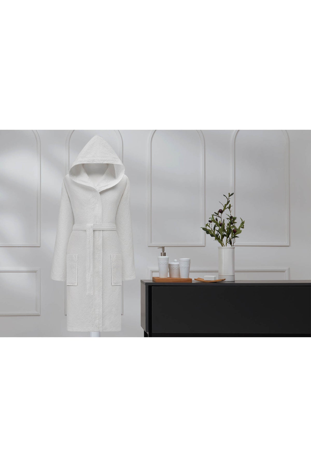 Ozdilek Grave Waffle Hooded Bathrobe - MALLTURK