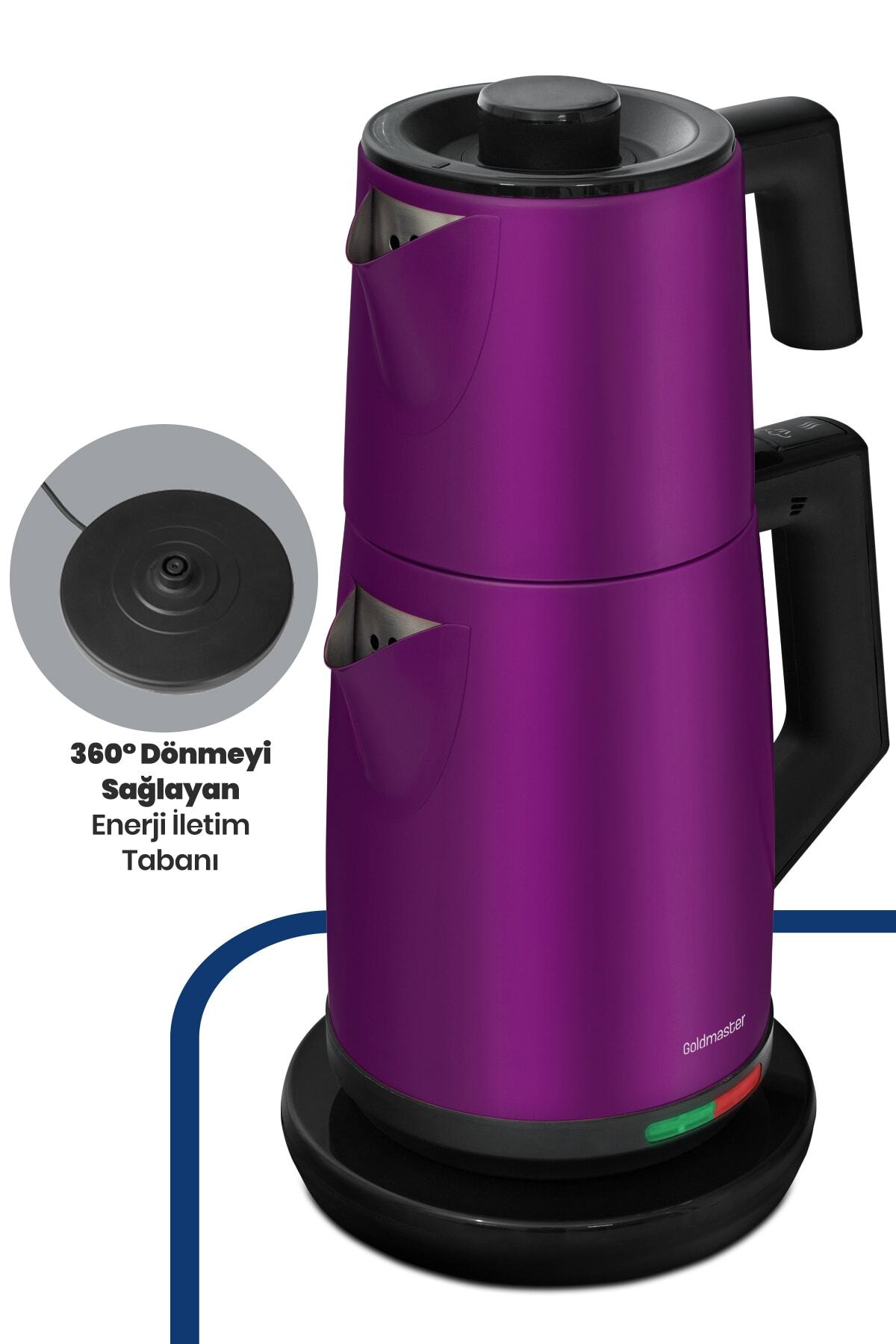 GoldMaster GM7344V Acacia Violet XL 2200 Watt Patented Drip-Free Design Stainless Steel Tea Maker and Water Kettle - MALLTURK