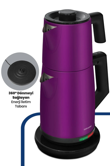 GoldMaster GM7344V Acacia Violet XL 2200 Watt Patented Drip-Free Design Stainless Steel Tea Maker and Water Kettle - MALLTURK