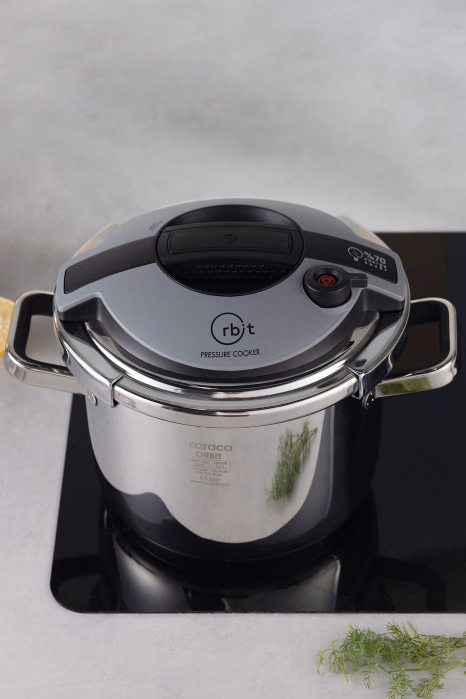 Karaca Orbit induction Base Pressure Cooker Set 6+8 L Black - MALLTURK