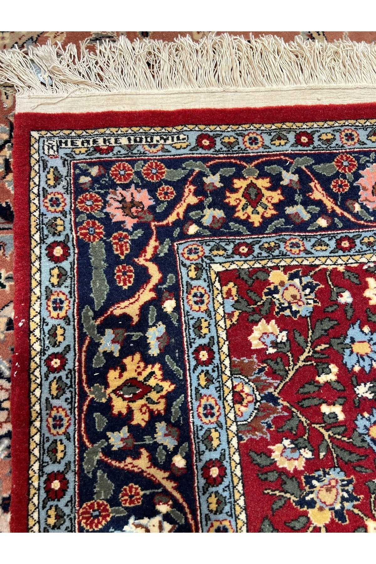 RD RAMAZAN DAG Hand Rug Art Hand-Woven Sumerbank Hereke Rug Signed Seven Mountains Flower Design Size 190x150 - MALLTURK