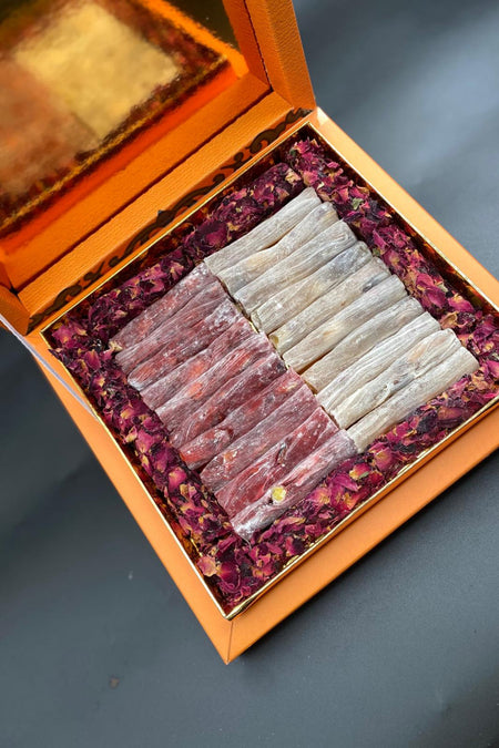 Kutluhan 450 g Assorted Rose Flavored a damlasakizli Pomegranate Flavored parmak fitil turkish delight Turkish Delight 450 g - MALLTURK