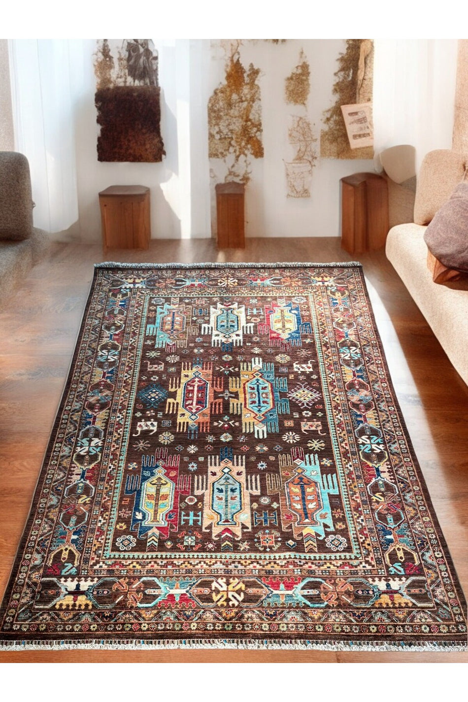 Sirvan Handwoven Afghan Usak Carpet - 202x296 - MALLTURK