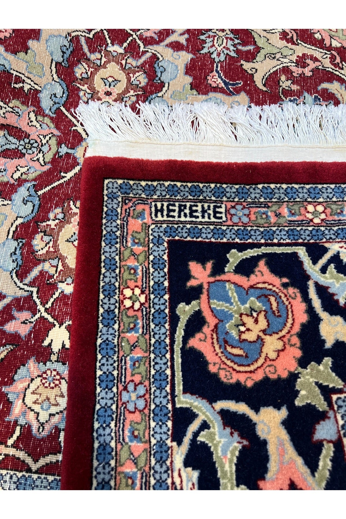 RD RAMAZAN DAG Hand Rug Art Hand-Woven Hereke Rug Signed Polonez Design Premium Quality Red Accent Size 272x194 - MALLTURK