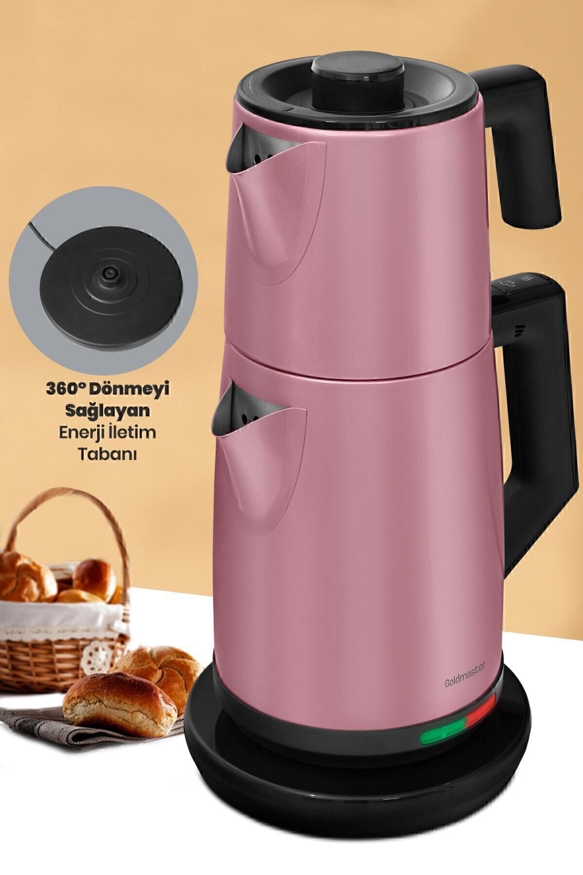 GoldMaster Yudum Pearl Pink Stainless Steel 2200 Watt Steel Tea Maker and Water Heater - MALLTURK