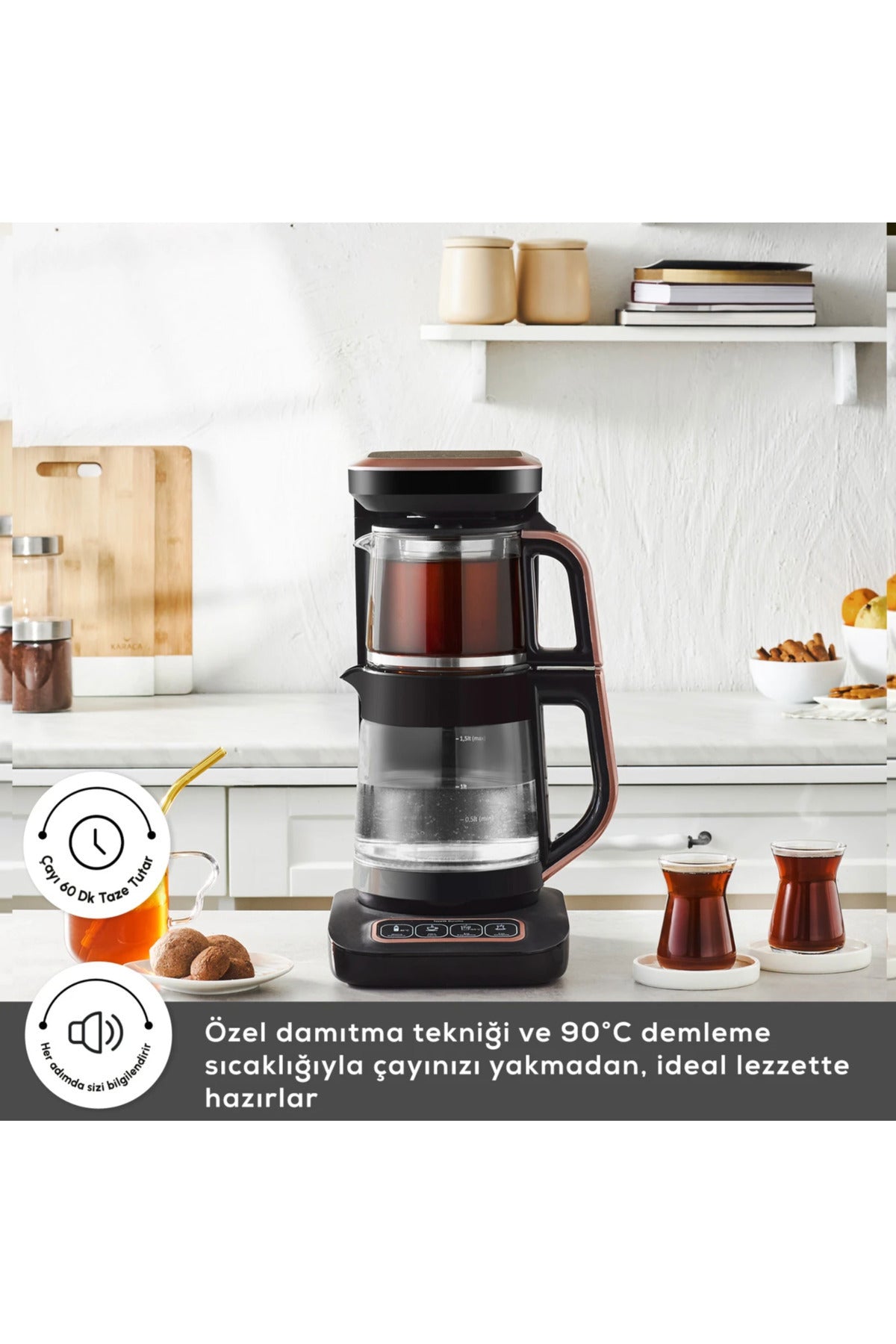 Karaca 4-in-1 Wifi Remote Controlled Talking Pro Glass Tea Maker, Filter Coffee Maker, Baby Bottle Water Maker - MALLTURK