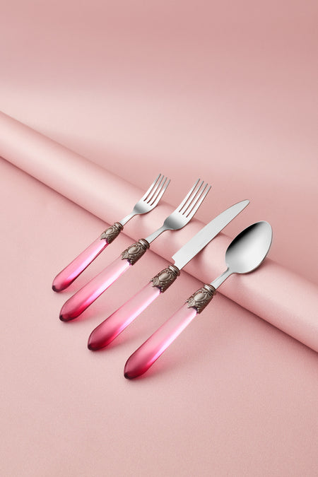 Emsan celina 24 Piece 6 Place Setting Flatware Set bordo - MALLTURK
