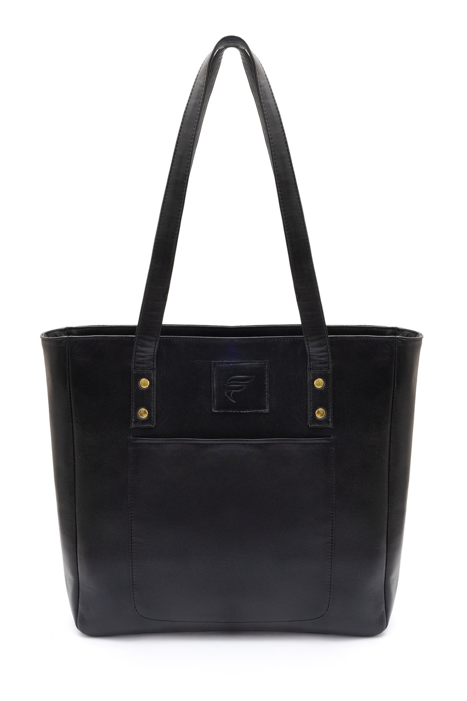 Fubileather Genuine Leather Medium Tote Bag Shoulder and Arm Bag Black