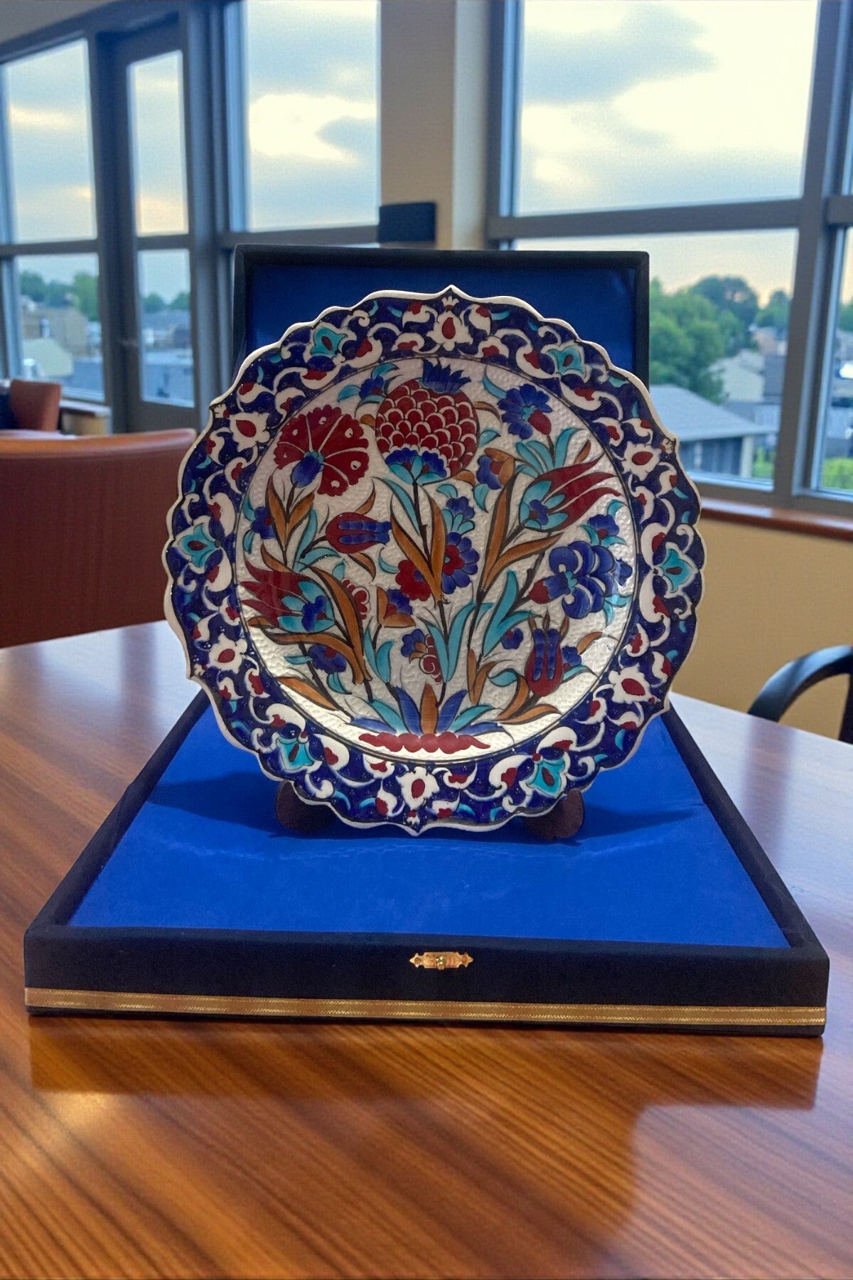 STORESZA Velvet Gift Box 30Cm Special Sable Craftsmanship Handmade Kutahya Tile Tile Plate - MALLTURK