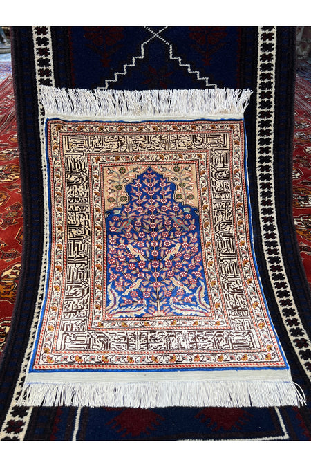 RD RAMAZAN DAG Hand Rug Art Hand-Woven Kayseri Pure Silk Rug Tree of Life Size 65x46 - MALLTURK