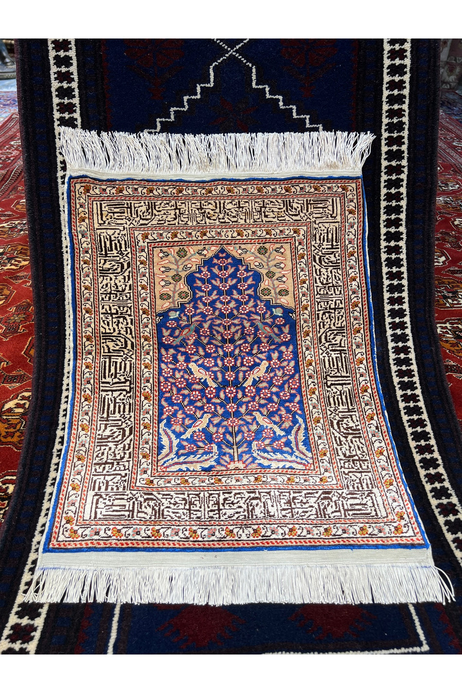 RD RAMAZAN DAG Hand Rug Art Hand-Woven Kayseri Pure Silk Rug Tree of Life Size 65x46