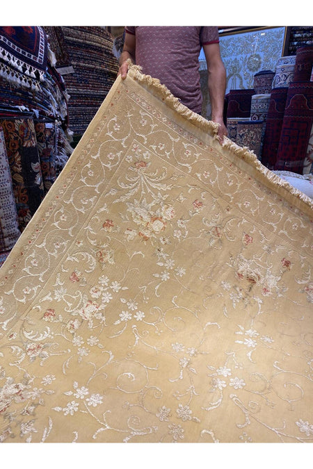 RD RAMAZAN DAG Hand Rug Art Hand-Woven Feshane Rug Silk Fringe with Silk Wool Weave Size 300x200 - MALLTURK