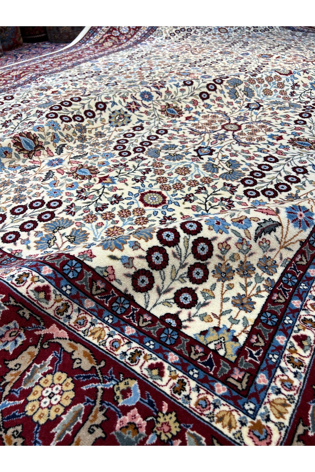 RD RAMAZAN DAG Hand Rug Art Hand-Woven Sumerbank Hereke Rug Signed Seven Mountains Flower Premium Quality Size 300x200 - MALLTURK