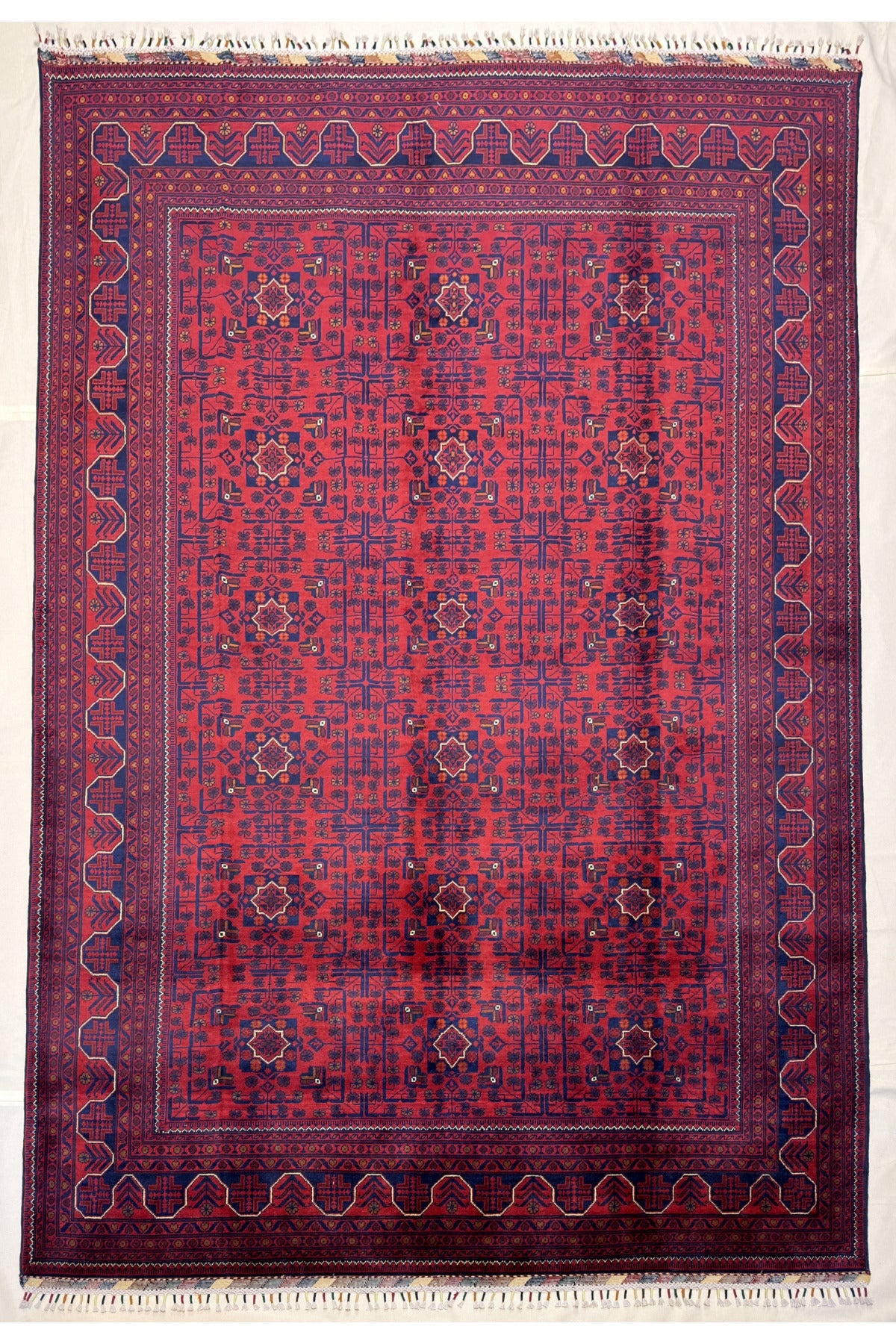 Afghan Rug Hand-Woven 6 Meter 100% Wool Natural Dye Handicraft ile Harika Yildiz Design