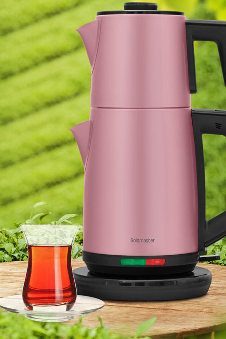 GoldMaster Acacia Pearl Pink XL 2200 Watt Patented Drip-Free Design Stainless Steel Tea Maker and Water Kettle - MALLTURK