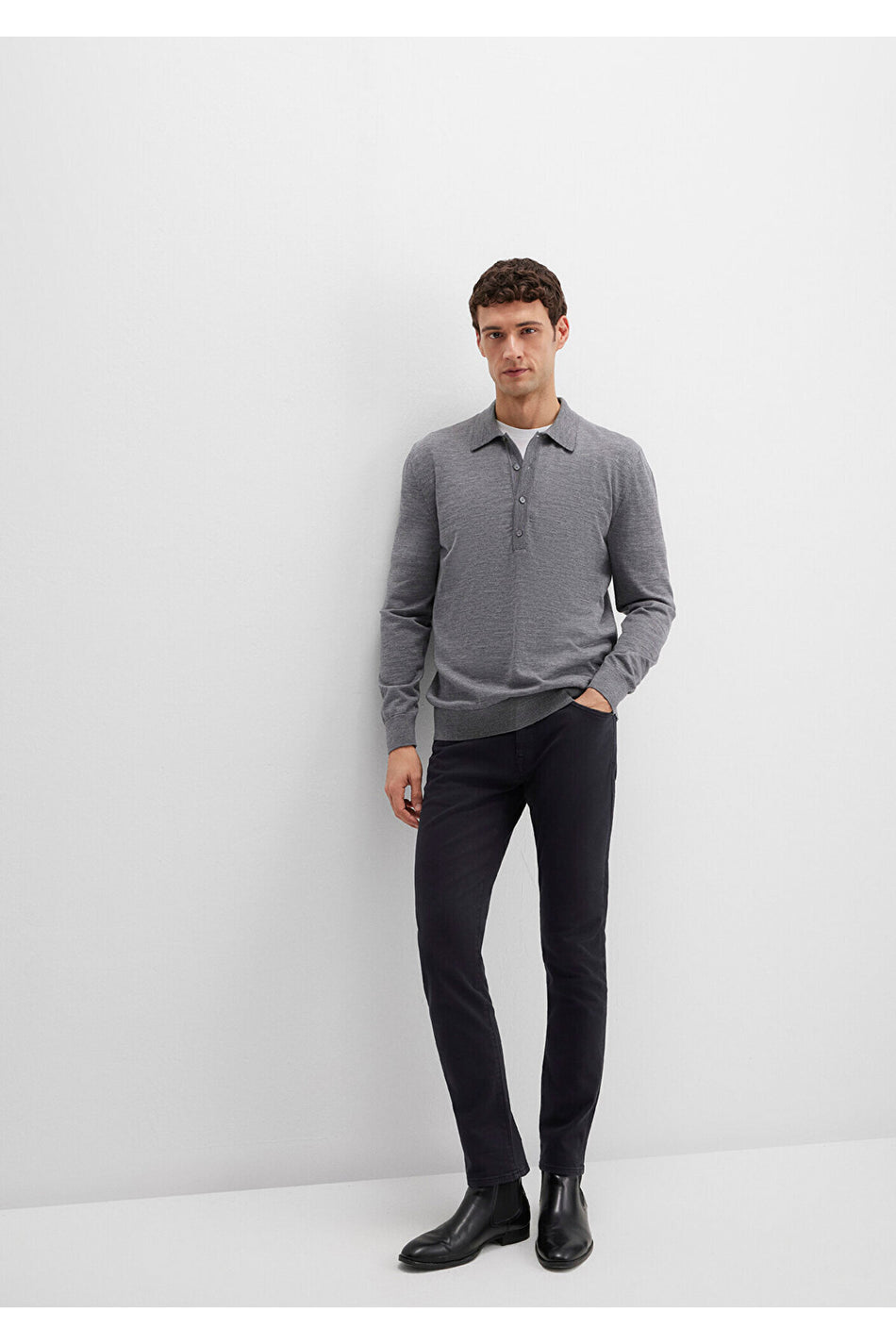 Black Dark Navy Gabardine Trousers 0042288052