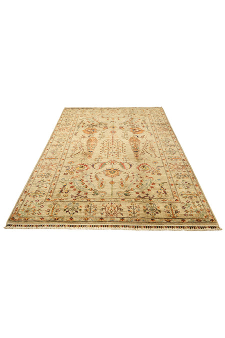 Vog Rug Sultani Handcrafted Beige Pattern Fringed Anatolian Pattern Modern and Traditional Living Room Rug