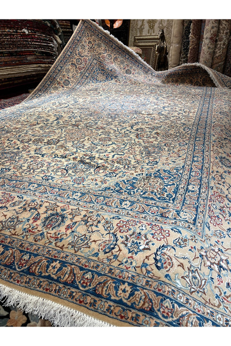 RD RAMAZAN DAG Hand Rug Art Hand-Woven Wool Blend Iranian Nain Rug Quality Magnificent Size 370x260 - MALLTURK