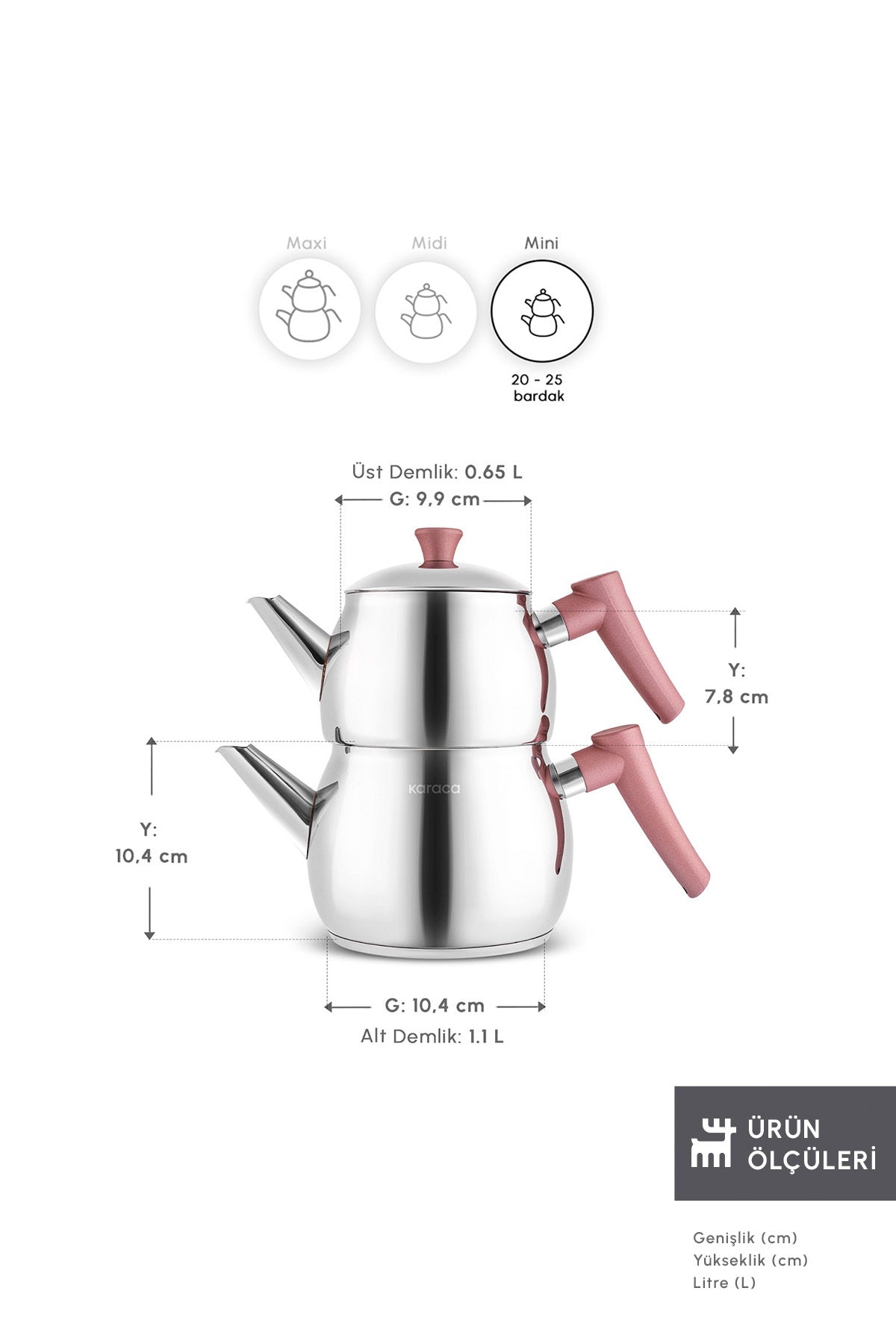 Karaca Frezya induction Base Mini Teapot Set Rose - MALLTURK