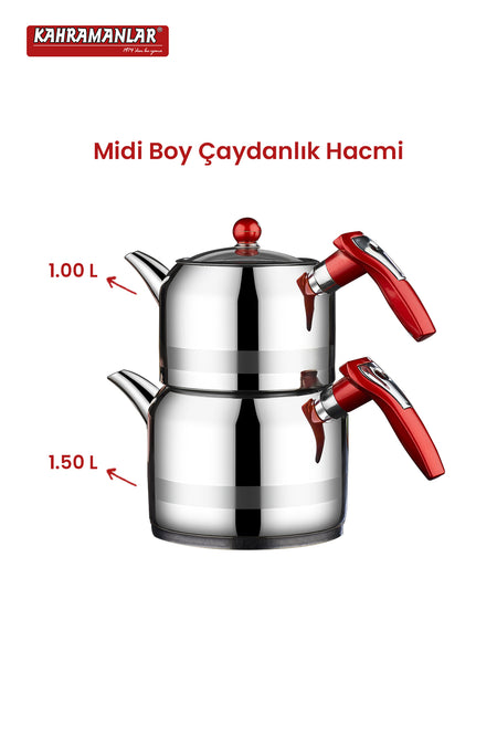 Kahramanlar Rain Midi Size Teapot Set - MALLTURK