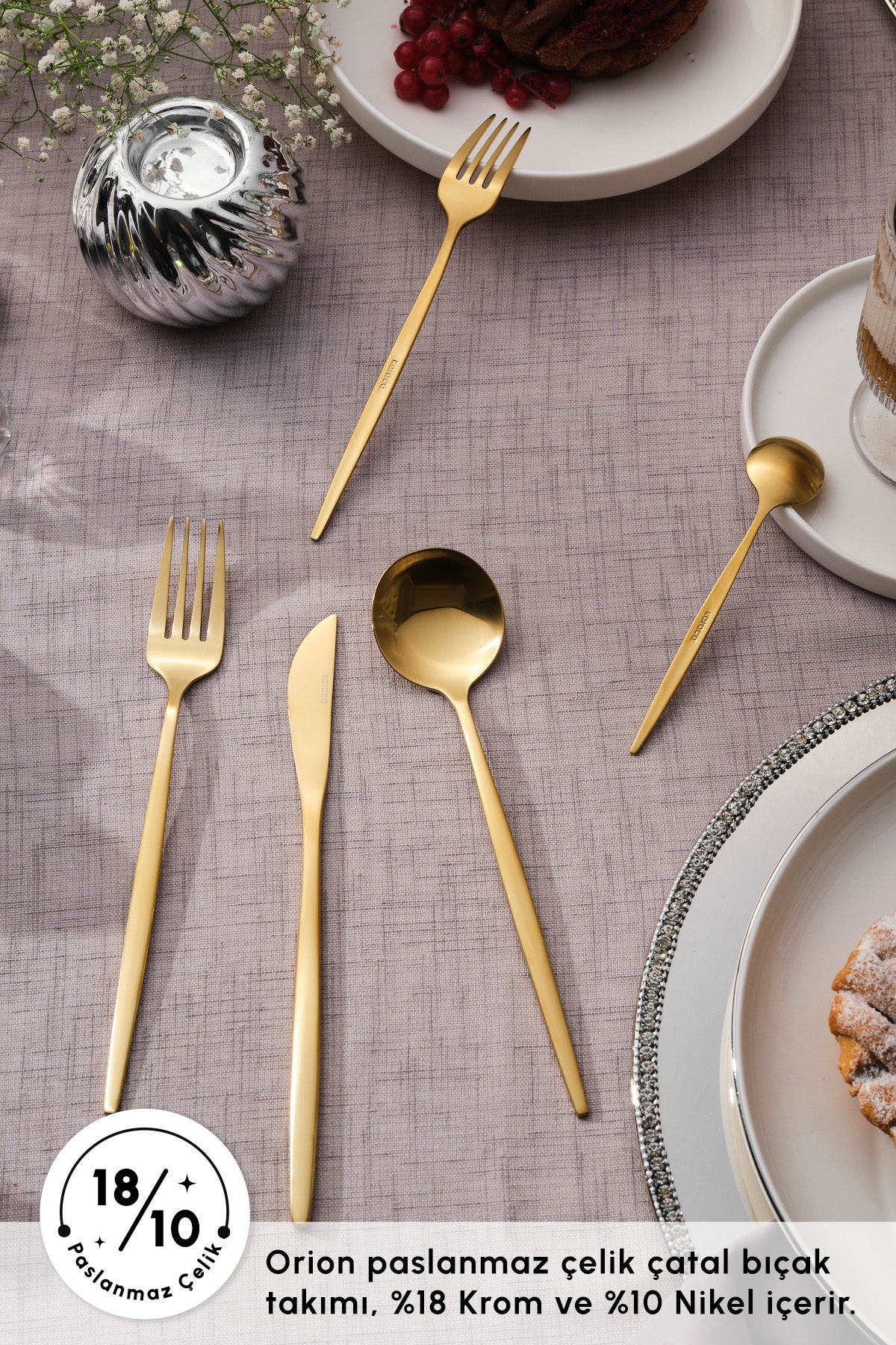Karaca orion matte gold 30 Piece 6 kisiik Flatware Set - MALLTURK