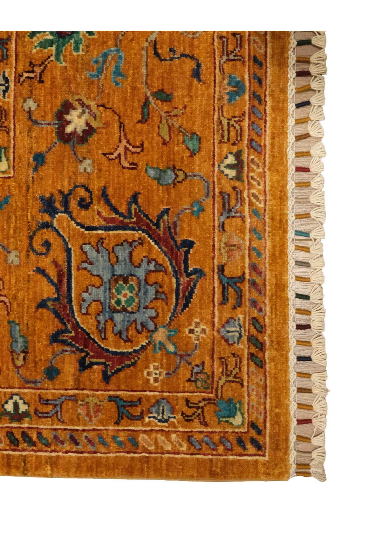 Vog Rug Sultani Handcrafted Orange Anatolian Pattern Pattern Fringed Modern and Traditional Living Room Rug