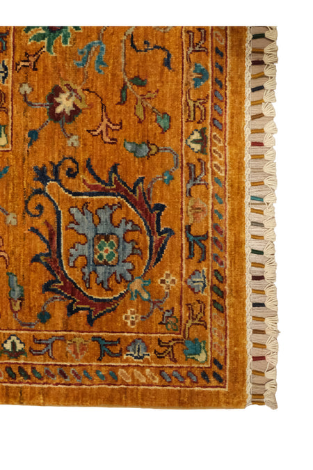 Vog Rug Sultani Handcrafted Orange Anatolian Pattern Pattern Fringed Modern and Traditional Living Room Rug