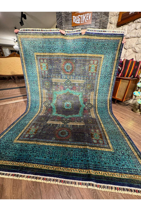 Rustikev Afgan Hand-Woven Memluk Rug 186 x 252 - MALLTURK