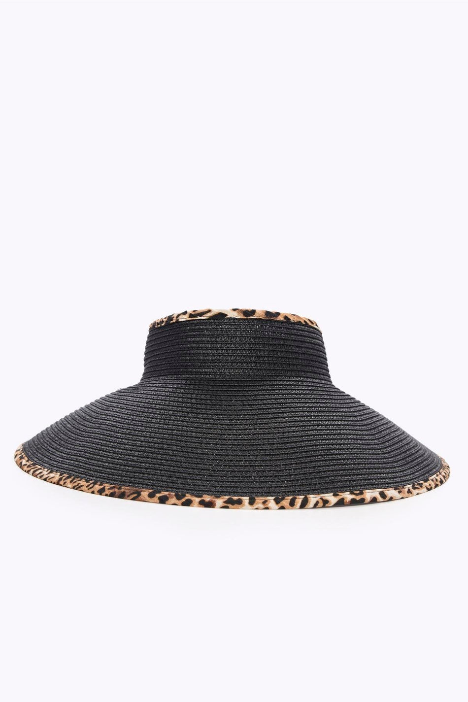 Hashema Bow Detail Foldable Black and Brown Visor Beach Hat 17