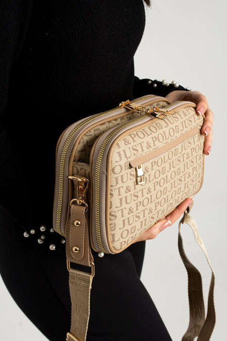Just Polo Original Women's New Season 5-Compartment Luxury Soft Leather Adjustable Crossbody Shoulder Bag Mink - MALLTURK