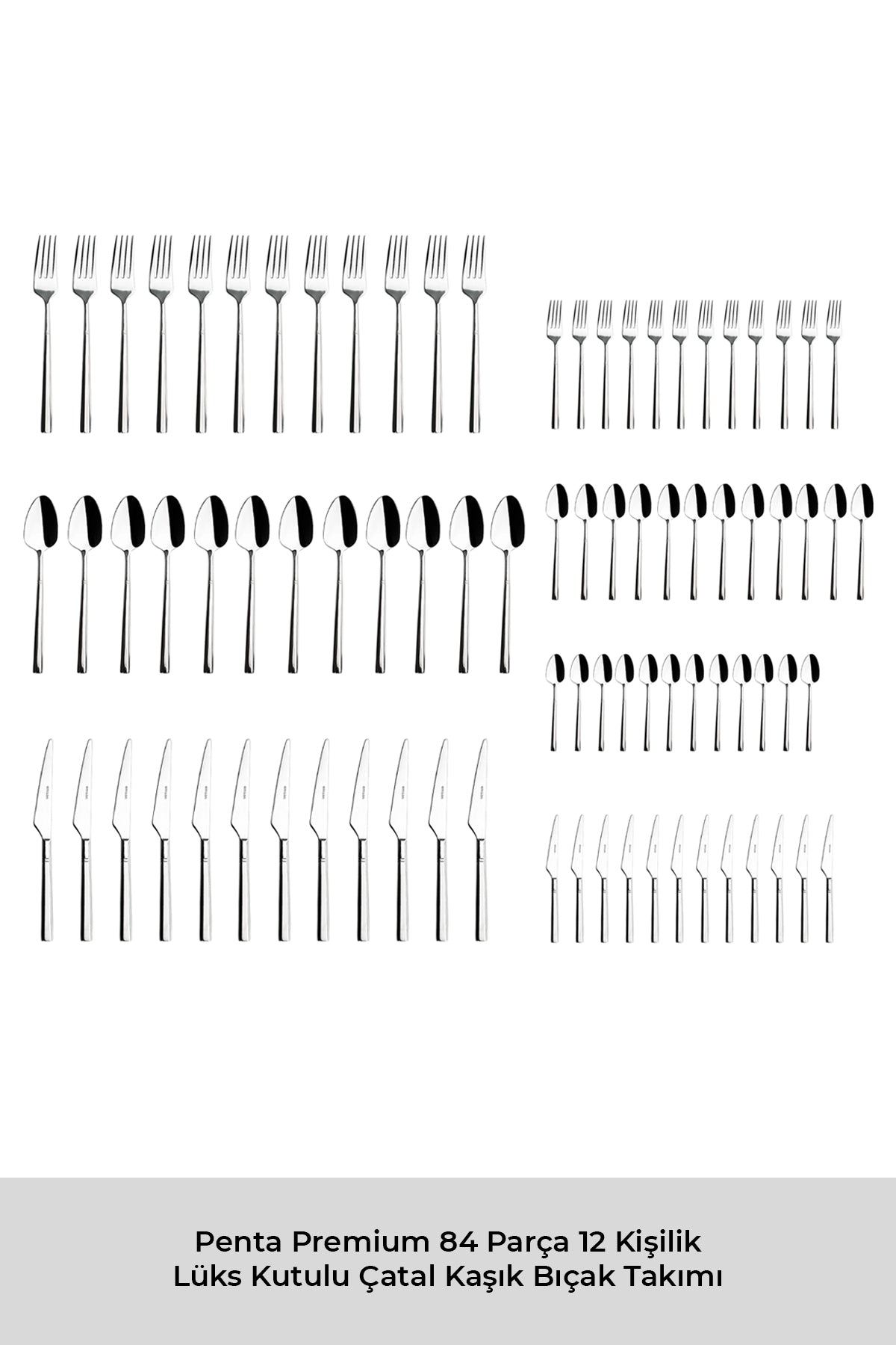 Emsan premium penta platin 84 Piece 12 Place Setting Flatware Set luks Boxed - MALLTURK
