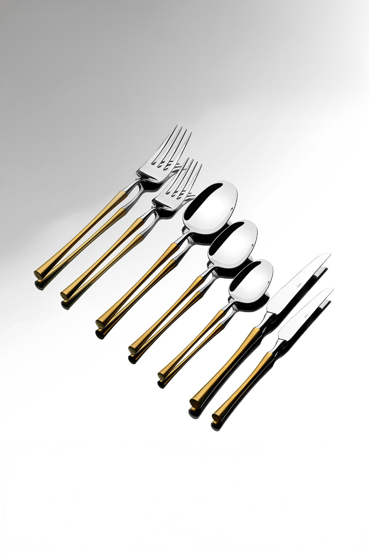 Nehir marbella altin Satin 12 Place Setting 84 Piece Boxed Flatware Set - MALLTURK