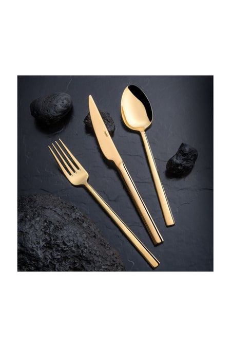 Nehir dalyan 24 ayar tam Plain Gold Plated 89 Piece deri Boxed Flatware Set - MALLTURK