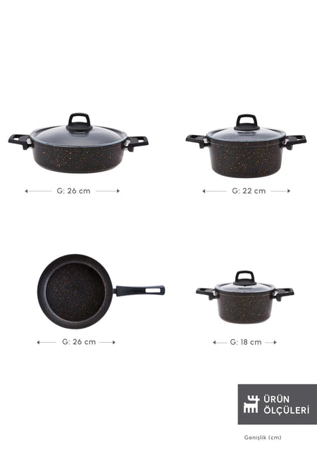 Karaca Biogranit Blackgold 7 Piece Cookware Set - MALLTURK