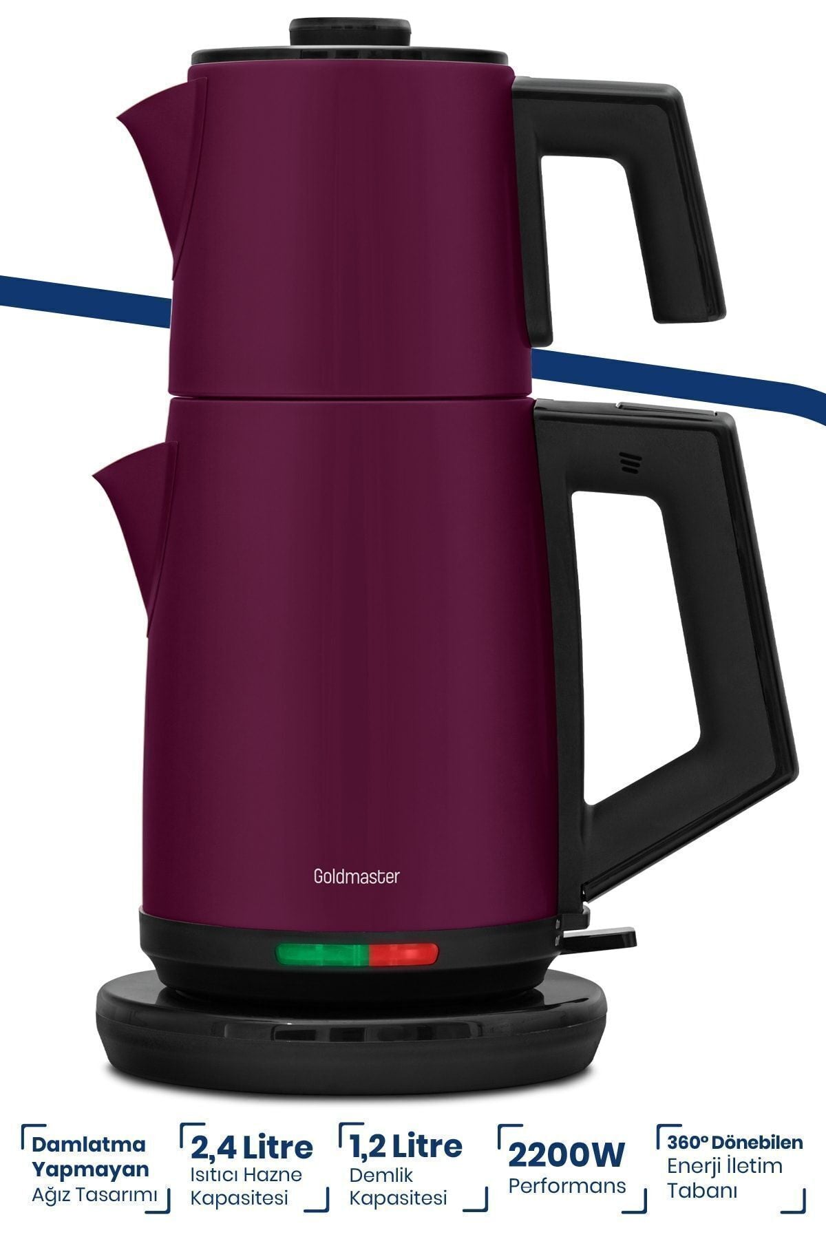 GoldMaster Acacia Matte Purple XL 2200 Watt Patented Drip-Free Design Stainless Steel Tea Maker and Water Kettle - MALLTURK