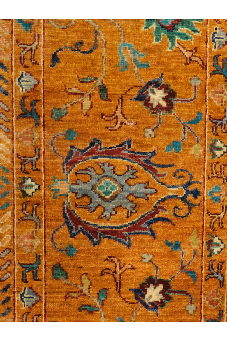 Vog Rug Sultani Handcrafted Orange Anatolian Pattern Pattern Fringed Modern and Traditional Living Room Rug